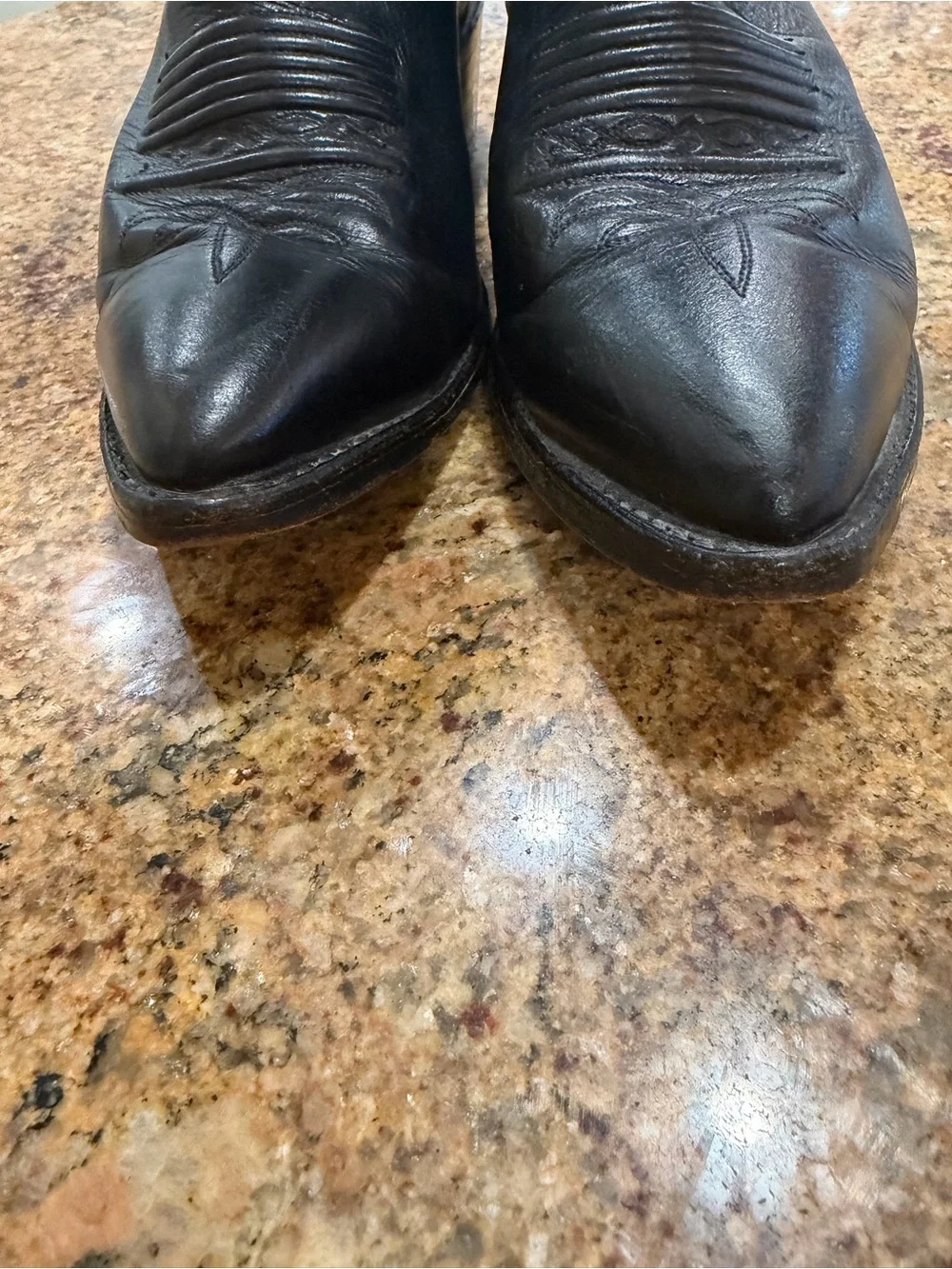 Dan Post Black Leather Western Cowboy Boots Mens Size 8D Vintage 16791